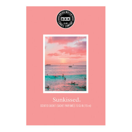 Vorderseite des Sunkissed Duftsachets mit Meeresszene und Sonnenuntergang
