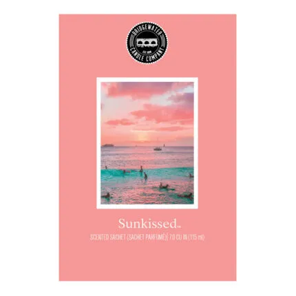 Vorderseite des Sunkissed Duftsachets mit Meeresszene und Sonnenuntergang