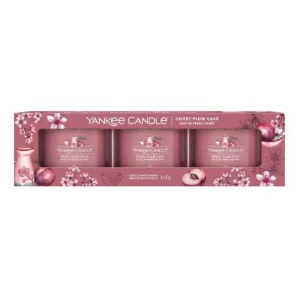 Yankee Candle Sweet Plum Sake Votivkerzen im 3er-Pack