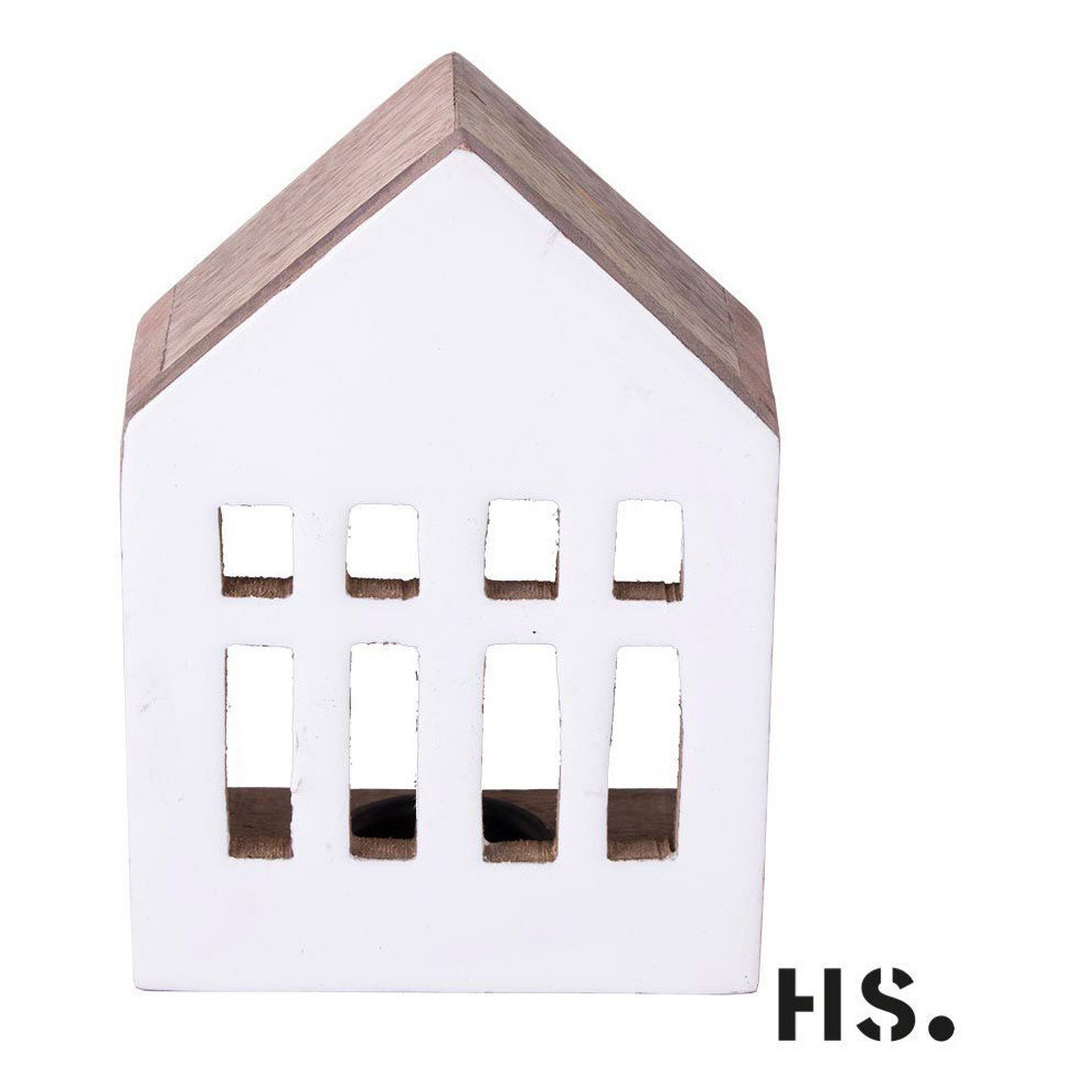 Produktbild T-Light House Olaf, 6 x 6 x 8,5 cm, Weiß – Hauptansicht