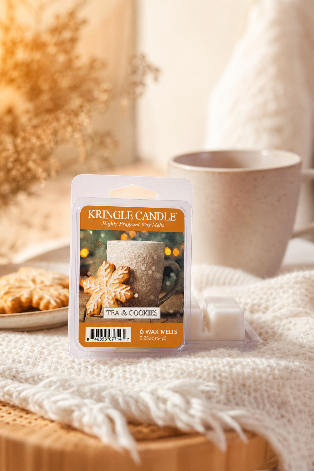 Tea & Cookies Wax Melts 64g in einer stimmungsvollen Anwendungsszene