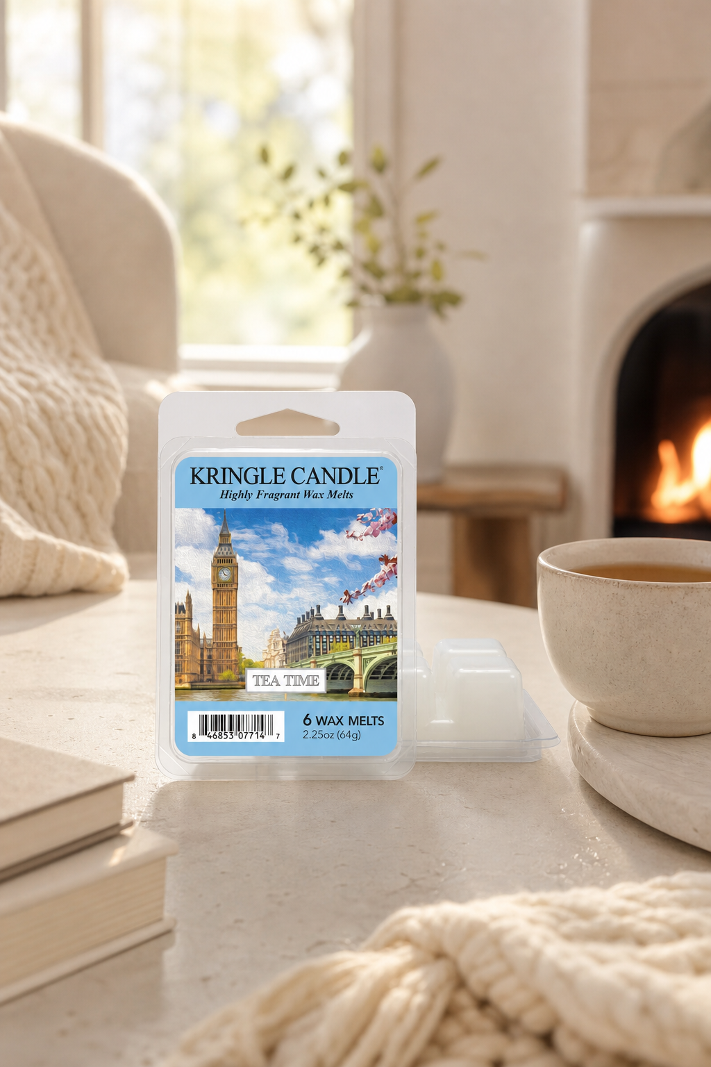 Tea Time Wax Melts 64g in einer stimmungsvollen Anwendungsszene