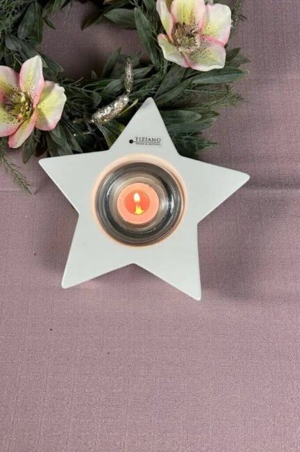 Teelichthalter Orione Stern cremeweiß 18,5cm – Produktansicht