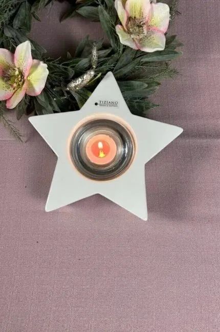Teelichthalter Orione Stern cremeweiß 18,5cm – Produktansicht