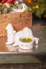 Teelichthalter Santa Joelo liegend 11cm cremeweiß – Produktansicht