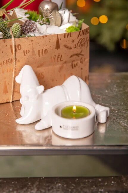 Teelichthalter Santa Joelo liegend 11cm cremeweiß – Produktansicht