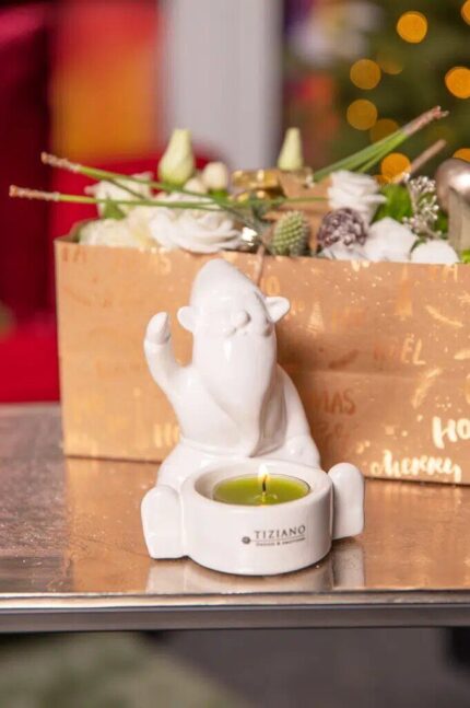 Teelichthalter Santa Joelo sitzend 11cm cremeweiß – Produktansicht