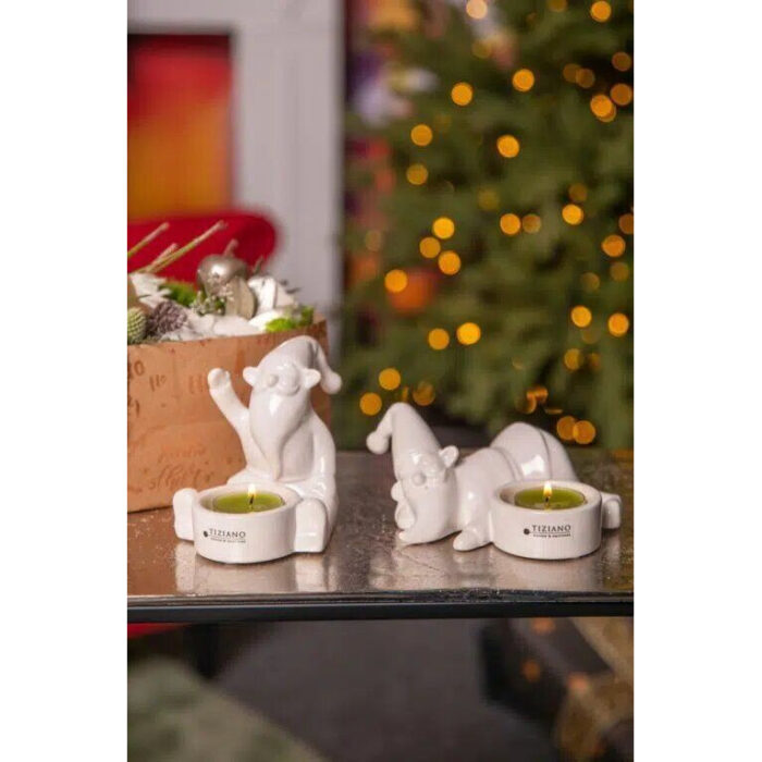 Teelichthalter Santa Joelo sitzend 11cm cremeweiß – Produktansicht