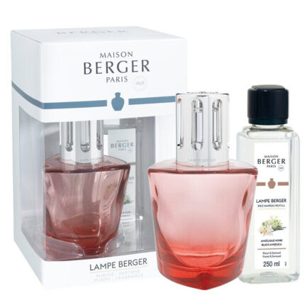 Rosa Lampe Berger, Verpackung und Nachfüllflasche von Maison Berger
