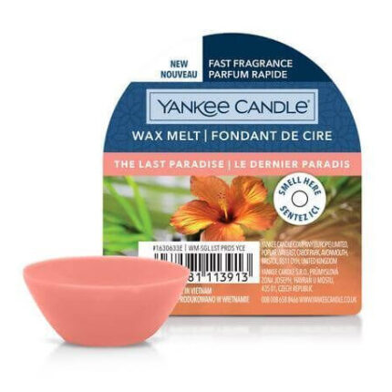 Yankee Candle Wachsmelt The Last Paradise mit Schälchen vor Verpackung