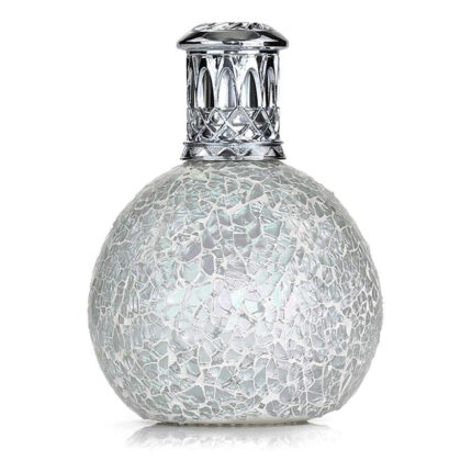 Kugelförmige Duftlampe mit silbernem Deckel und strukturierter Oberfläche