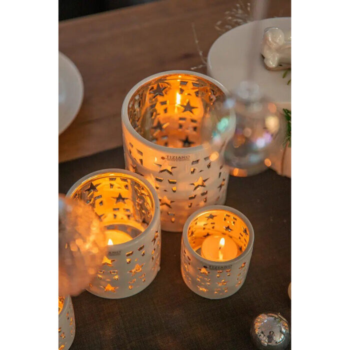 Tischlicht Atella Stern 14cm creme/gold – Produktansicht