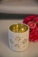 Tischlicht Florana 7cm creme/grün – Produktansicht