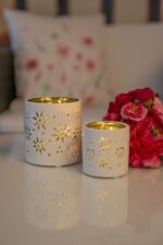 Tischlicht Florana 7cm creme/grün – Produktansicht