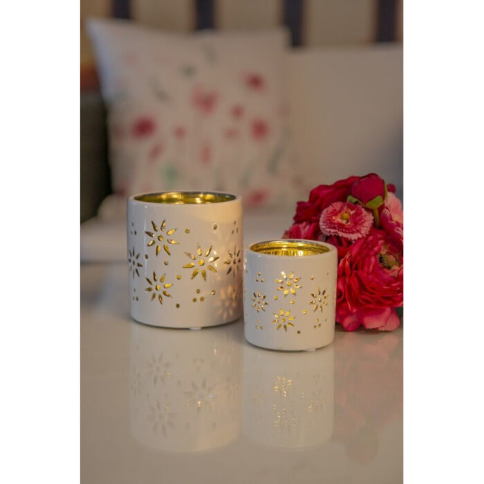 Tischlicht Florana 7cm creme/grün – Produktansicht