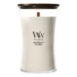 WoodWick Tonka & Almond Milk Kerze im Glas mit Holzdeckel