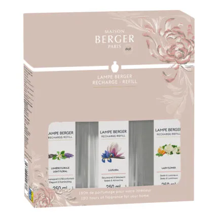 Maison Berger Paris Triopack mit Lumière Florale, Liliflora und Lady Flower