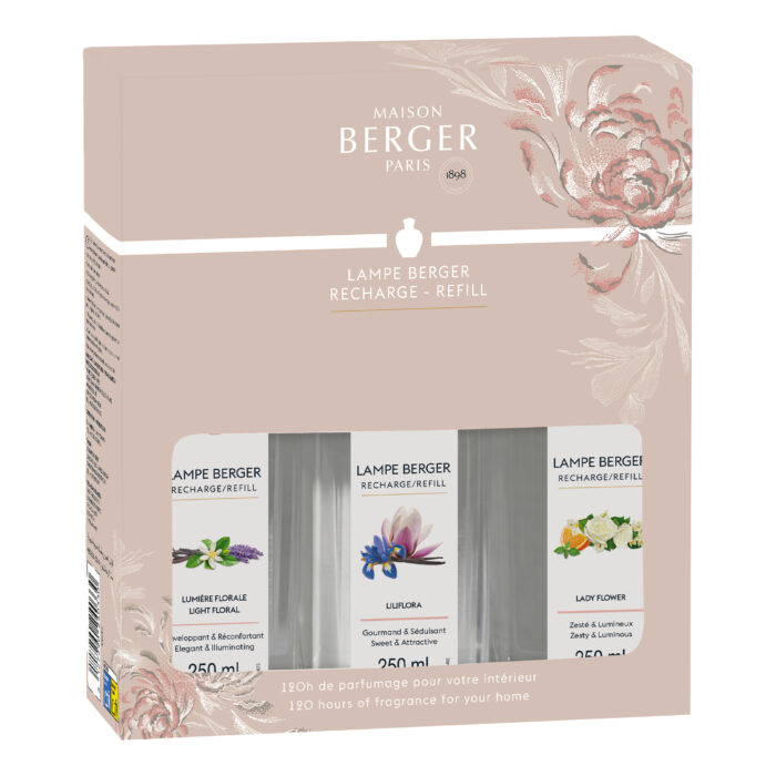 Maison Berger Paris Triopack mit Lumière Florale, Liliflora und Lady Flower