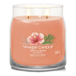 Yankee Candle Tropical Breeze Kerze mit Hibiskusmotiv und zwei brennenden Dochten