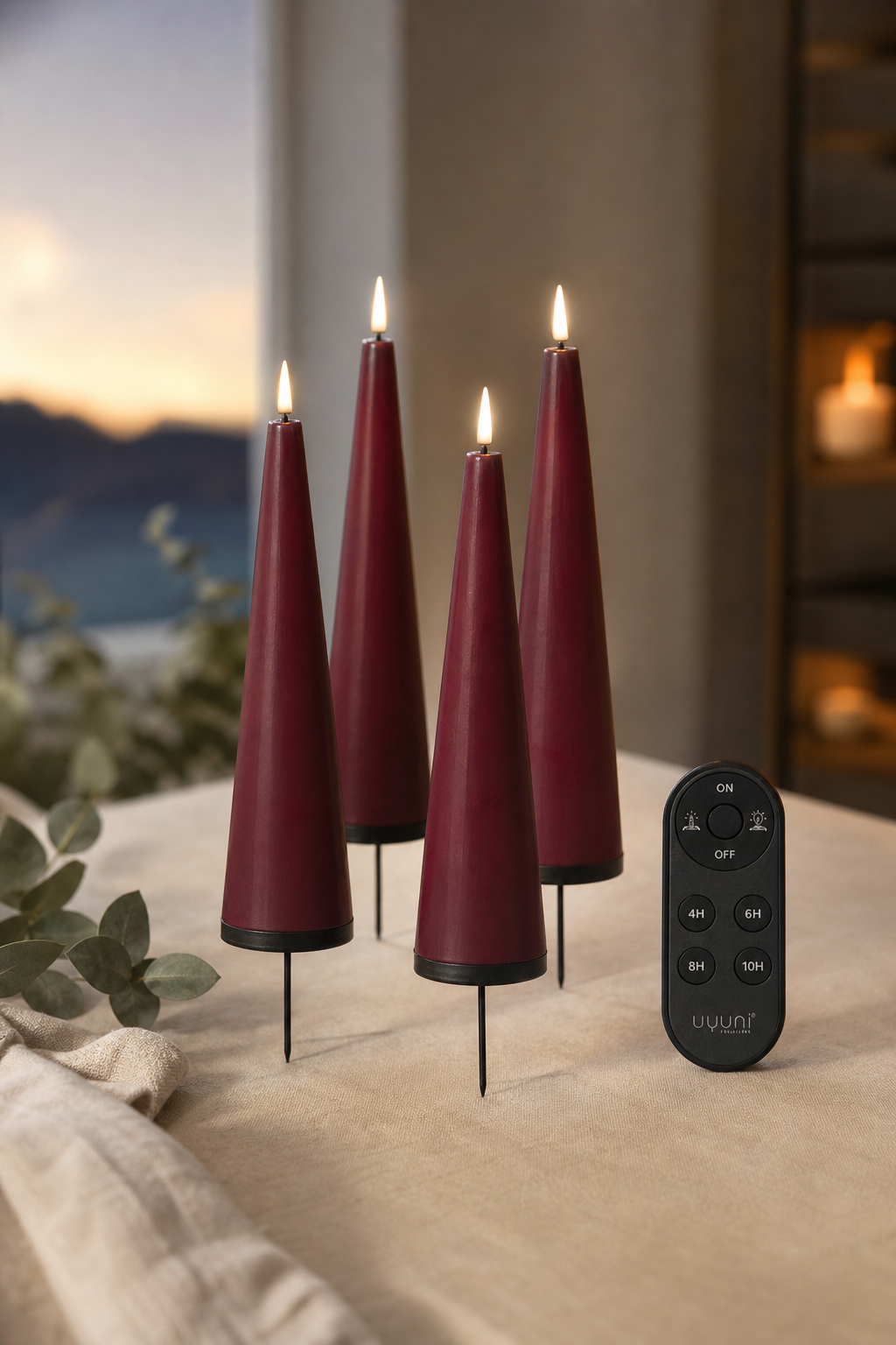 Uyuni Giftbox Cone Wine Red in einer stimmungsvollen Anwendungsszene