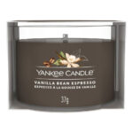 Yankee Candle Vanilla Bean Espresso Kerze in transparenter Verpackung mit 37 g