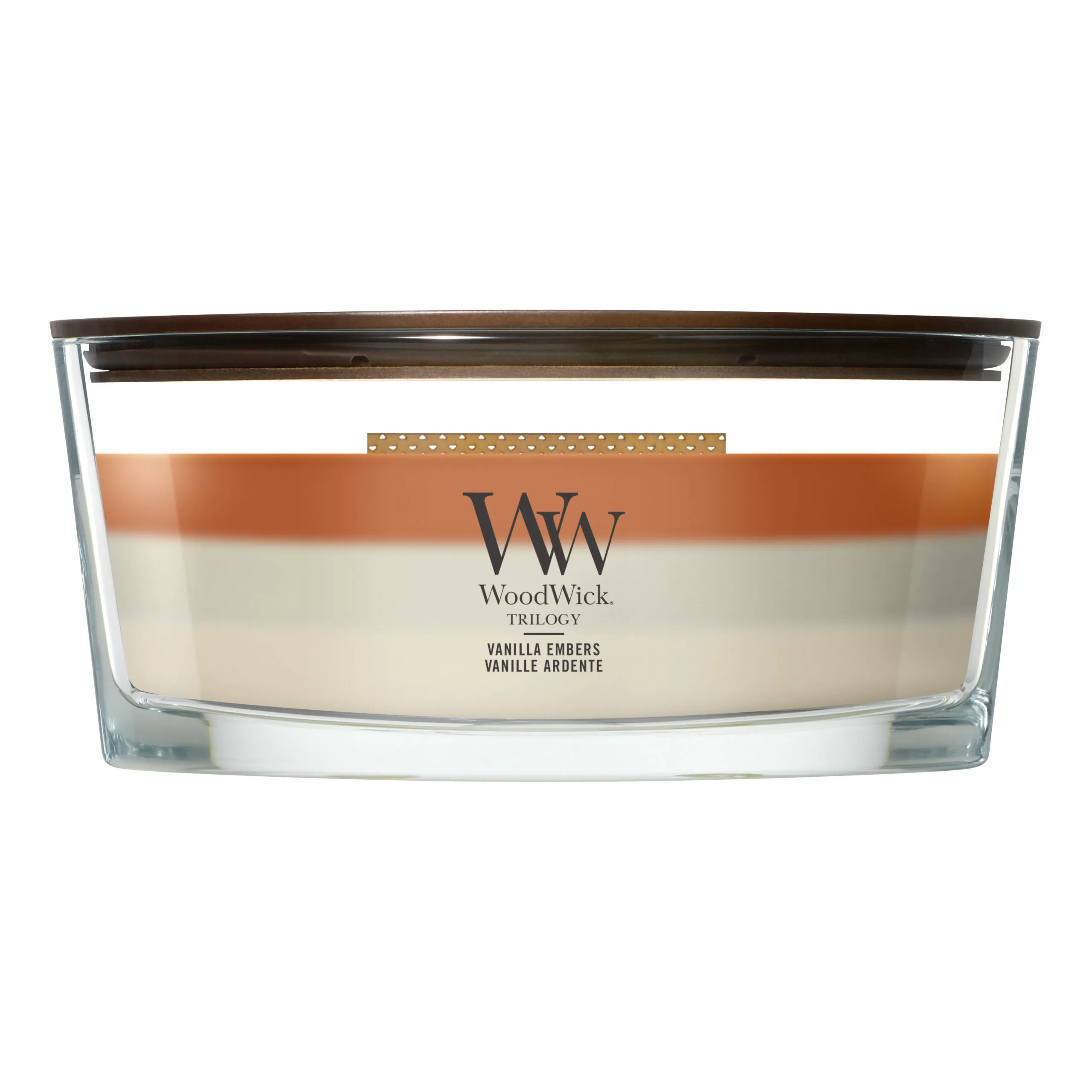 Vanilla Embers Kerze im Glas WoodWick Vanilla Embers Trilogy Kerze im Glas von vorne