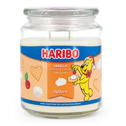 Haribo Vanilla Waffle & Cream Duftkerze im Glas mit zwei Dochten