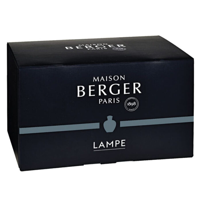 Schwarzer Produktkarton von Maison Berger Paris mit Aufdruck LAMPE