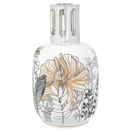 Weiße Duftlampe mit floraler Vegetale-Weiß-Dekoration von Maison Berger