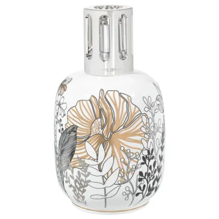 Weiße Duftlampe mit floraler Vegetale-Weiß-Dekoration von Maison Berger