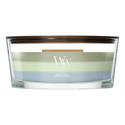WoodWick Trilogy Verdant Woods Kerze im rechteckigen Glasbehälter