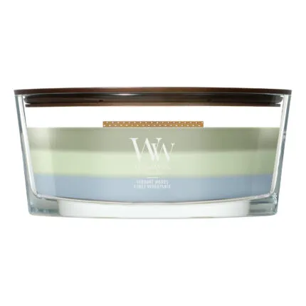 WoodWick Trilogy Verdant Woods Kerze im rechteckigen Glasbehälter