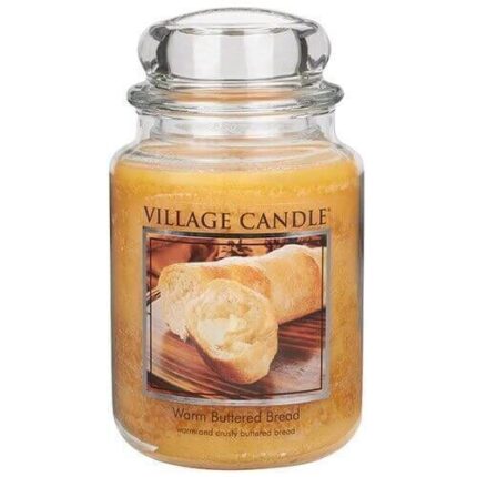 Village Candle Kerzenglas mit transparentem Deckel und Brotmotiv