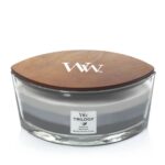 Geschlossene WoodWick Trilogy Kerze im Glas mit Holzdeckel