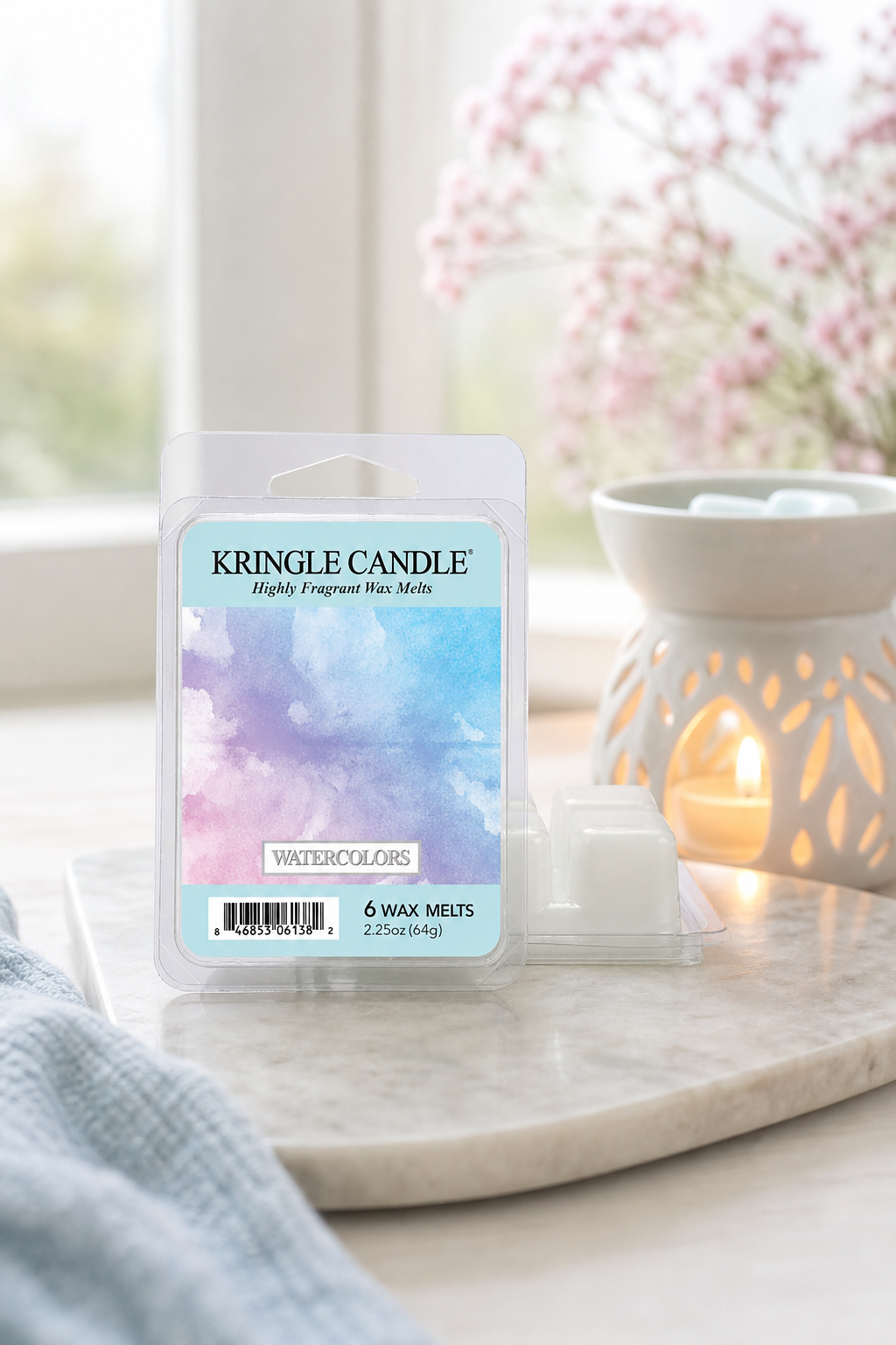Watercolors Wax Melts 64g in einer stimmungsvollen Anwendungsszene