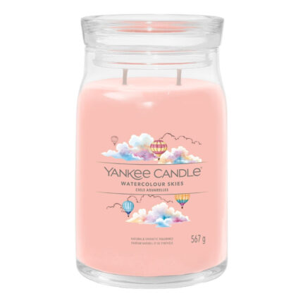 Yankee Candle Watercolour Skies Kerze mit Wolken- und Heißluftballonmotiv