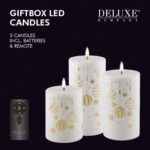 Weihnachts-Giftbox Stumpenkerzen LED weiß/gold mit Aufdruck – Hauptansicht