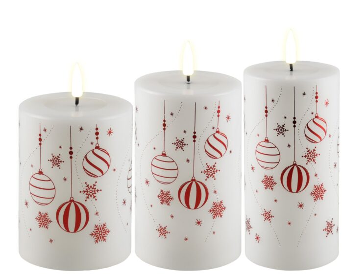 Weihnachts-Giftbox Stumpenkerzen LED weiß/rot mit Aufdruck und Diode – Produktansicht