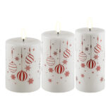 Weihnachts-Giftbox LED Stumpenkerzen weiß/rot – Produktansicht