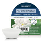 Yankee Candle White Gardenia Wax Melt mit weißer Schale vor Verpackung