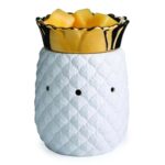 Weiße Ananas-Duftlampe von hinten mit drei dunklen Öffnungen