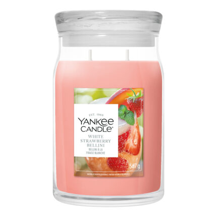 Rosa Yankee Candle White Strawberry Bellini Kerze im Glas mit zwei Dochten