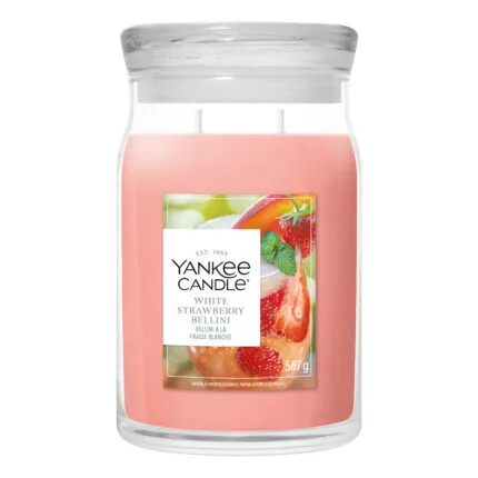 Rosa Yankee Candle White Strawberry Bellini Kerze im Glas mit zwei Dochten