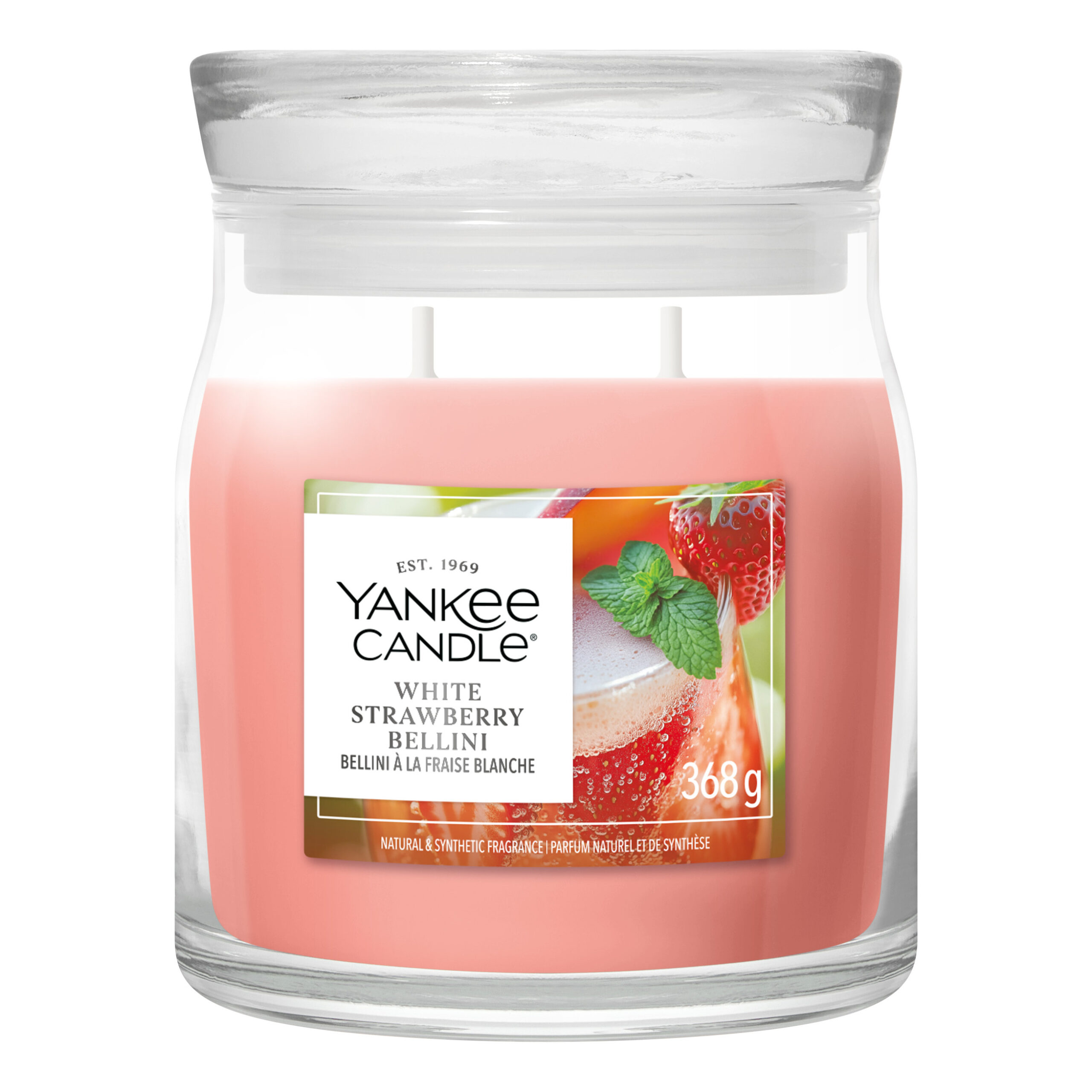 Yankee Candle White Strawberry Bellini Yankee Candle White Strawberry Bellini Kerze im Glas mit zwei Dochten