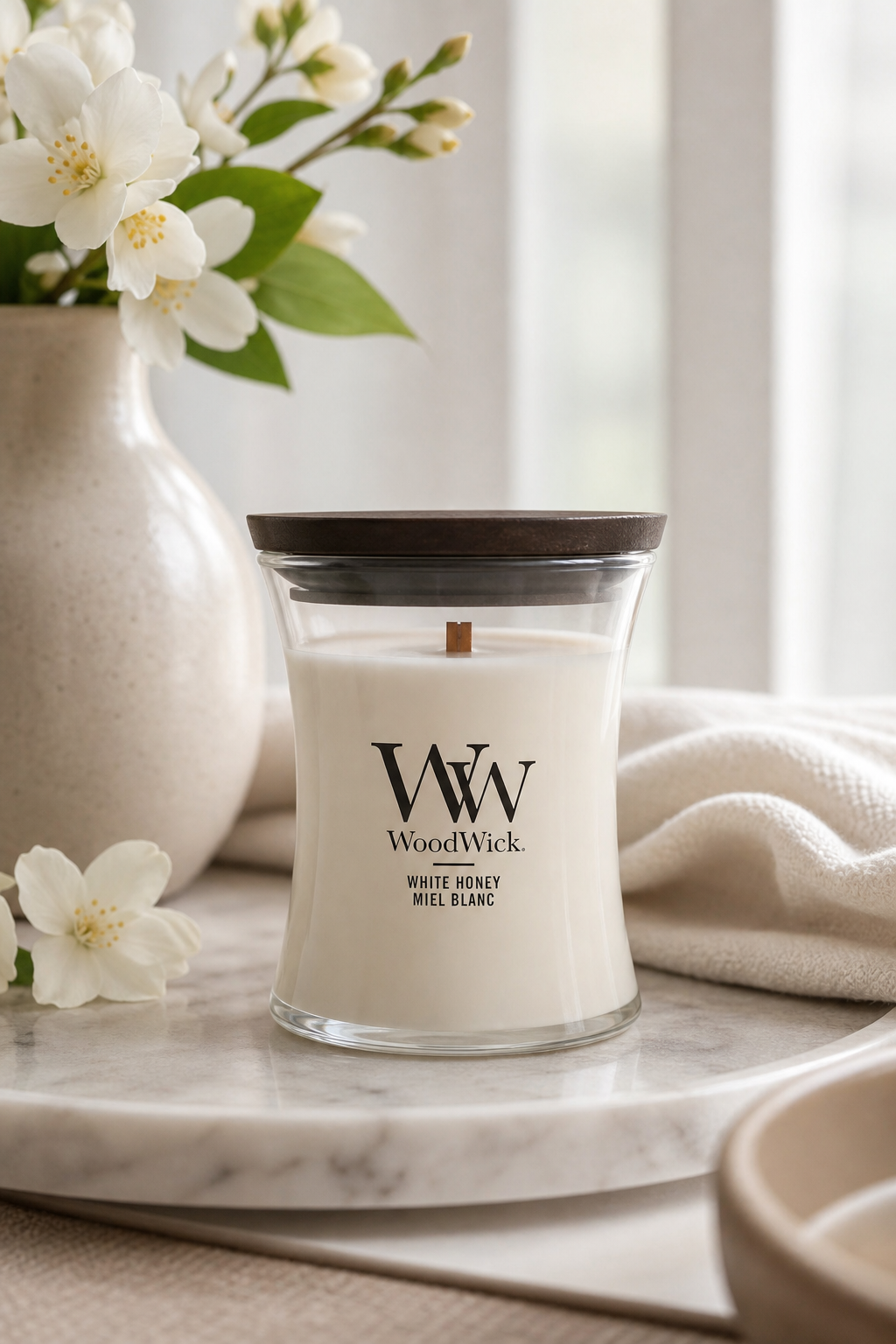 White Tea & Jasmine 85g – Stimmungsbild White Tea & Jasmine 85g in einer stimmungsvollen Anwendungsszene