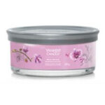 Yankee Candle Wild Orchid Tumbler mit rosa Orchideenetikett und Deckel