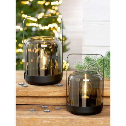 Windlicht Bright Silber LED Glas 20cm – Hauptansicht