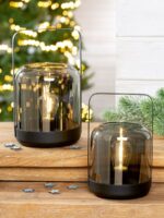 Windlicht Bright Silber LED Glas 24cm – Produktansicht