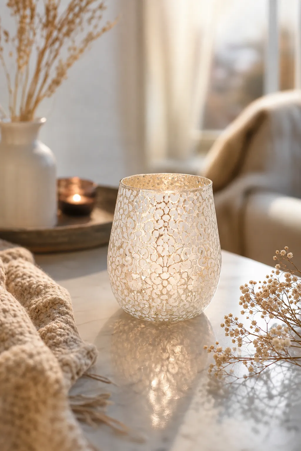 Windlicht Eloise 12cm – Stimmungsbild Windlicht Eloise 12cm in einer stimmungsvollen Anwendungsszene