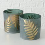Windlicht Greeny grün 15cm Farn – Produktansicht